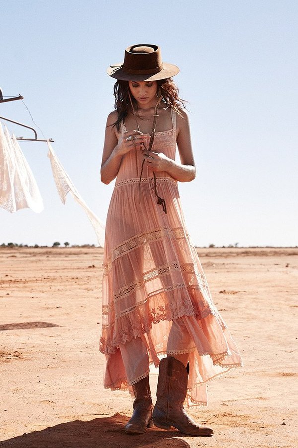 chinese dress ladies Dusty Rose Prairie Lace Maxi Dress – Madame Peacock's main image 0
