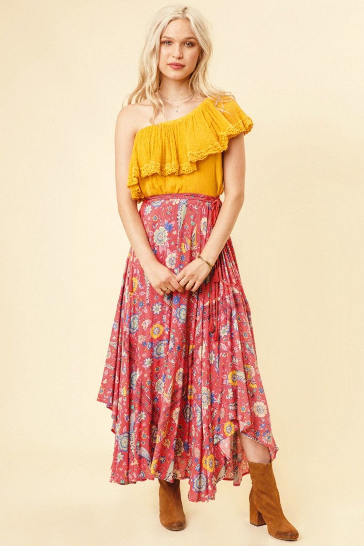 Rose Lovebird Half Moon Skirt | Garmentory