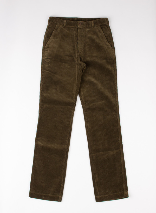 Men's MHL Margaret Howell Slim Chino Heavy Corduroy Army Green
