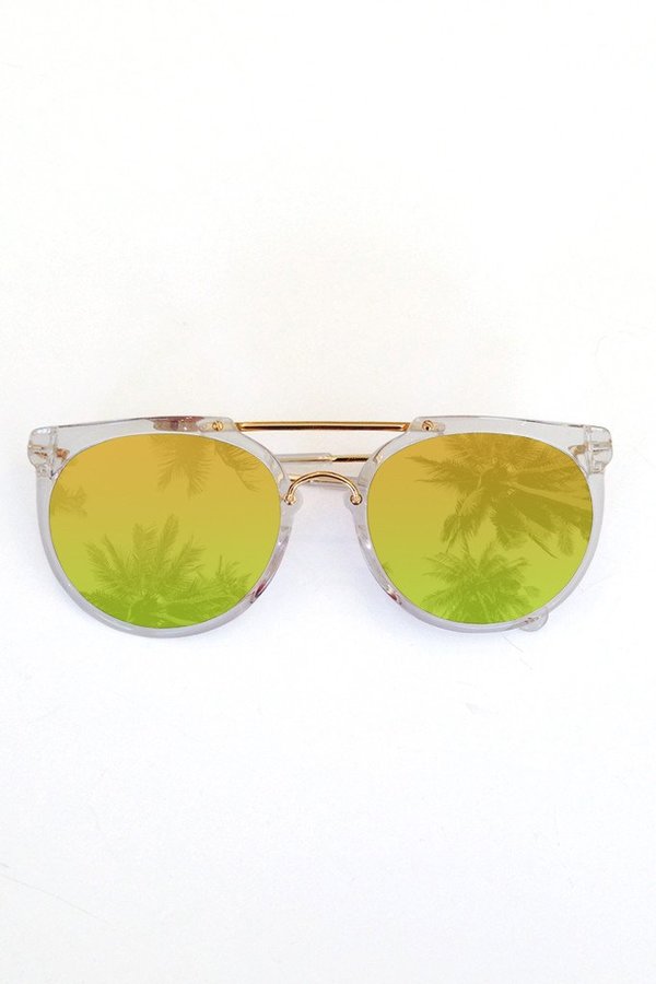 Wonderland Stateline Clear & Gold Mirror Sunglasses | Garmentory display picture 1