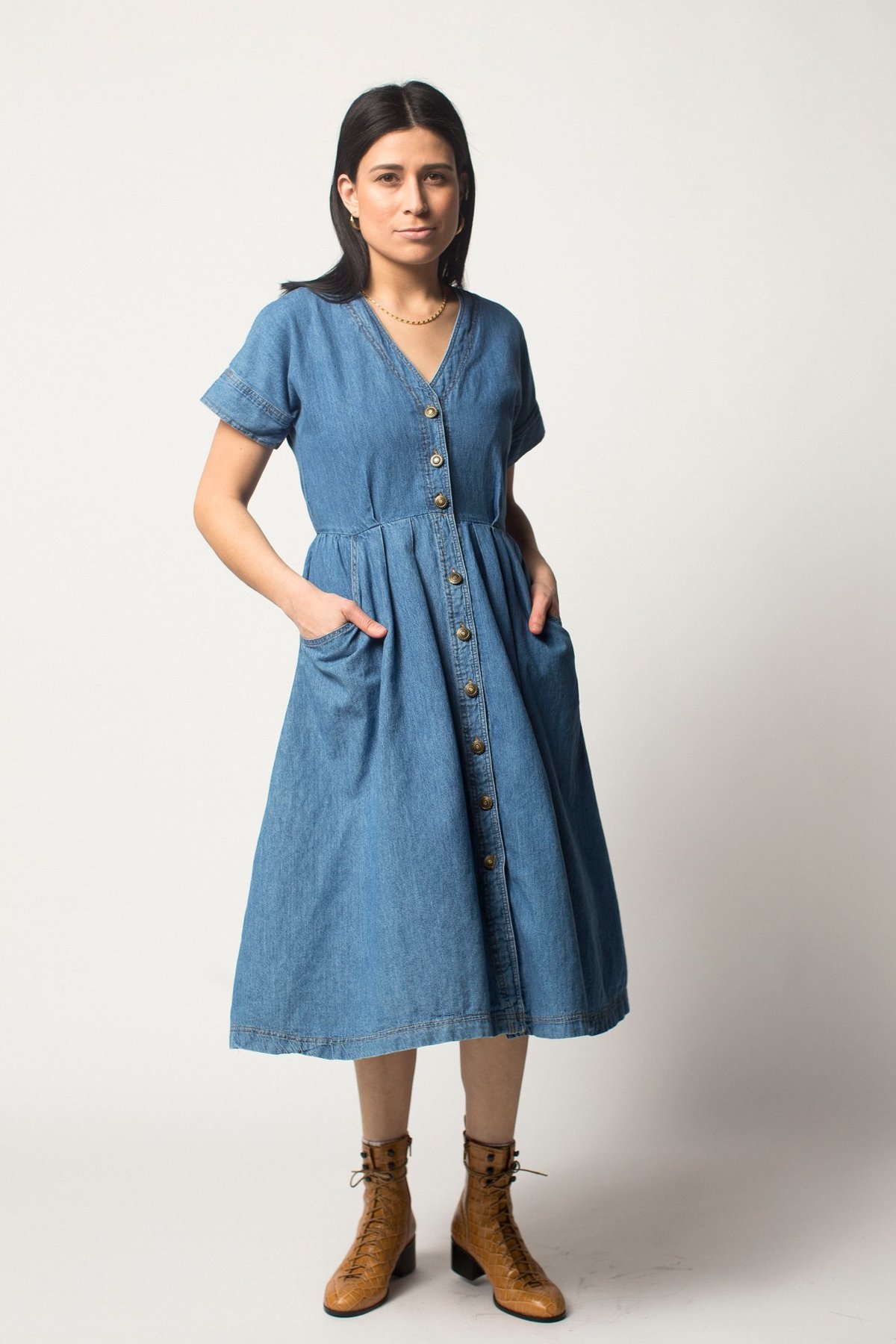 knee length dresses for ladies TRISH DENIM DRESS OASIS – Tru Bleu Boutique