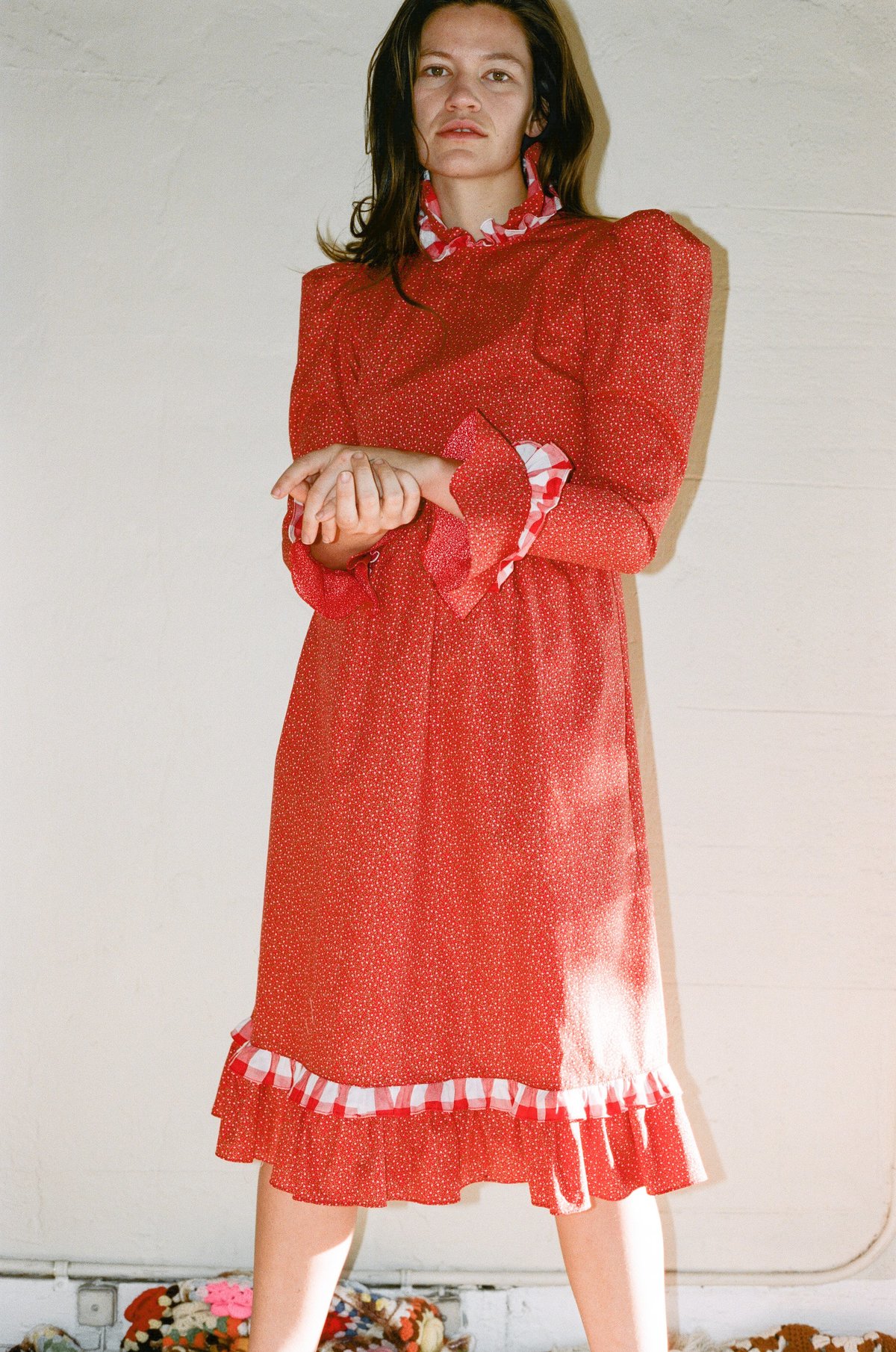 batsheva red dress Snap Housedress in Red Batik Floral