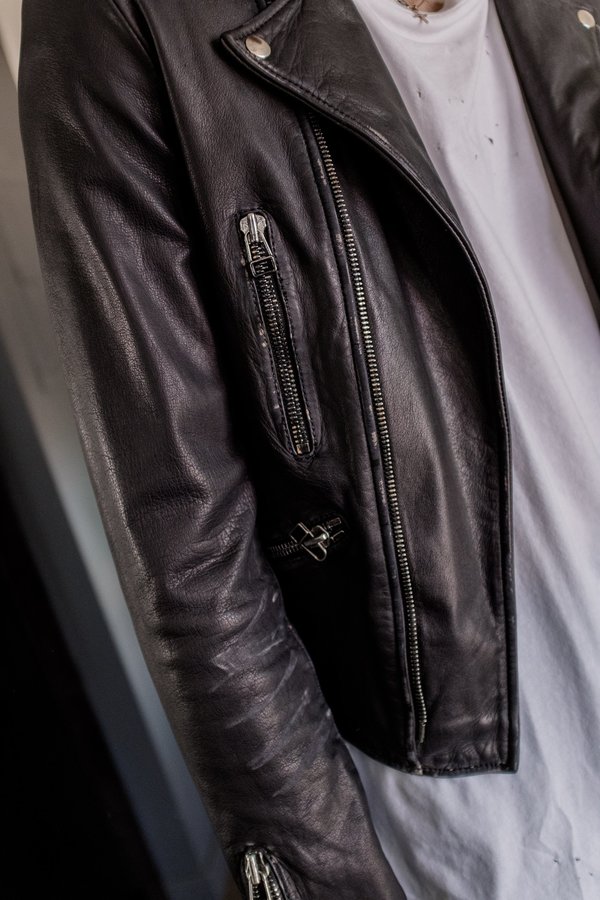 FAITH CONNEXION レザーライダースジャケット Faith Connexion 70's Vintage Leather Biker Jacket - Black