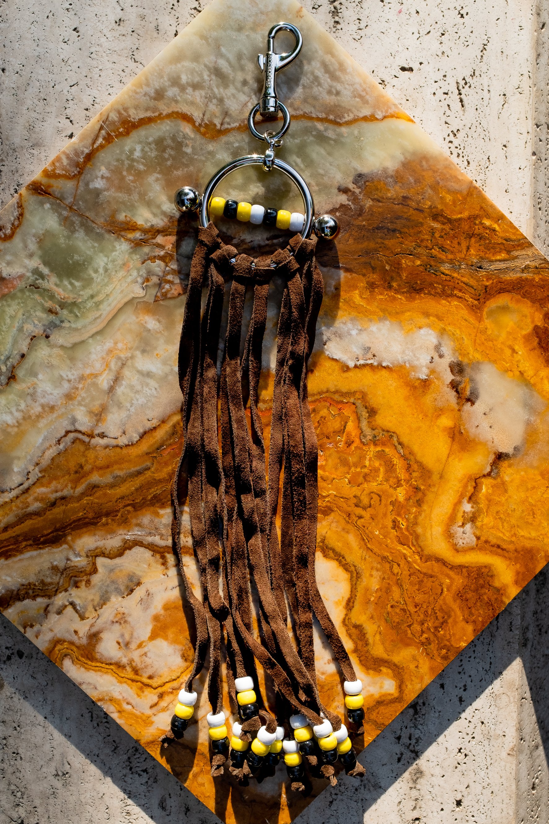 JW ANDERSON Beaded Fringe Disc Keychain Garmentory