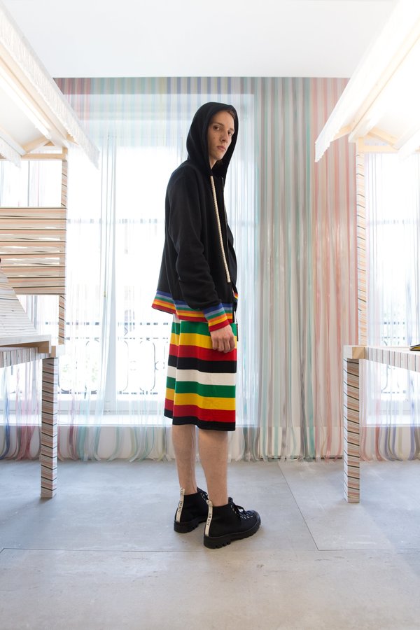 LOEWE Rib Zip Hoodie - Black/Rainbow | Garmentory