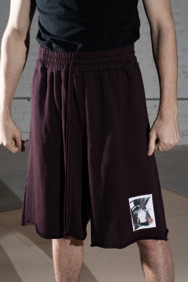 Komakino Scraps Fleece Shorts - Burgundy Komakino Scraps Fleece Shorts - Burgundy