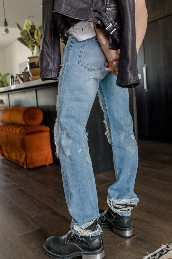 パンツ FAITH CONNEXION DESTROYED STRAIGHT DENIM Faith Connexion Destroyed LA Relaxed Fit Denim | Garmentory