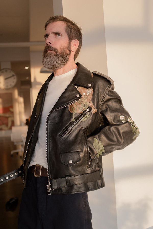 LOEWE Hand-painted Leather Biker Jacket | Garmentory