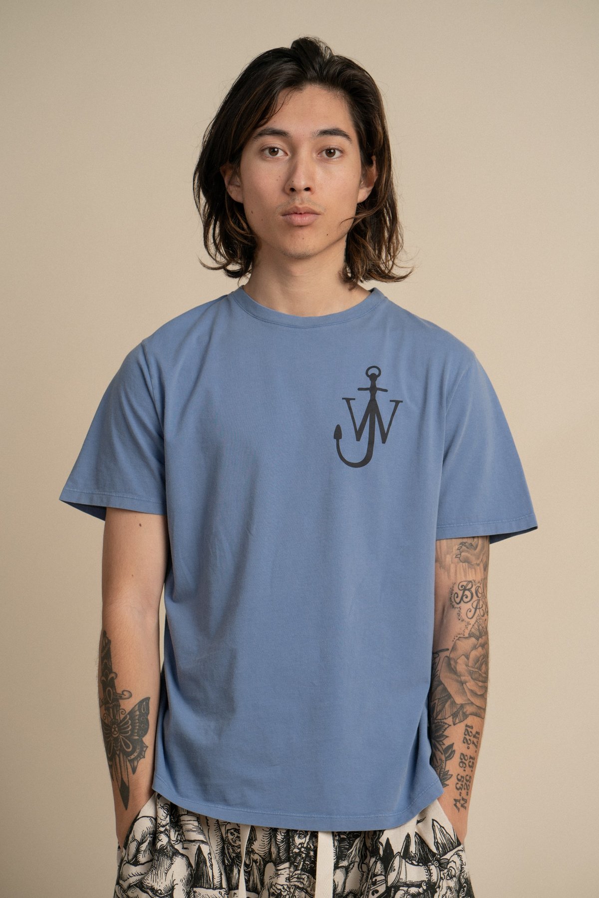 JW ANDERSON Anchor Print T-Shirt - Washed Indigo | Garmentory