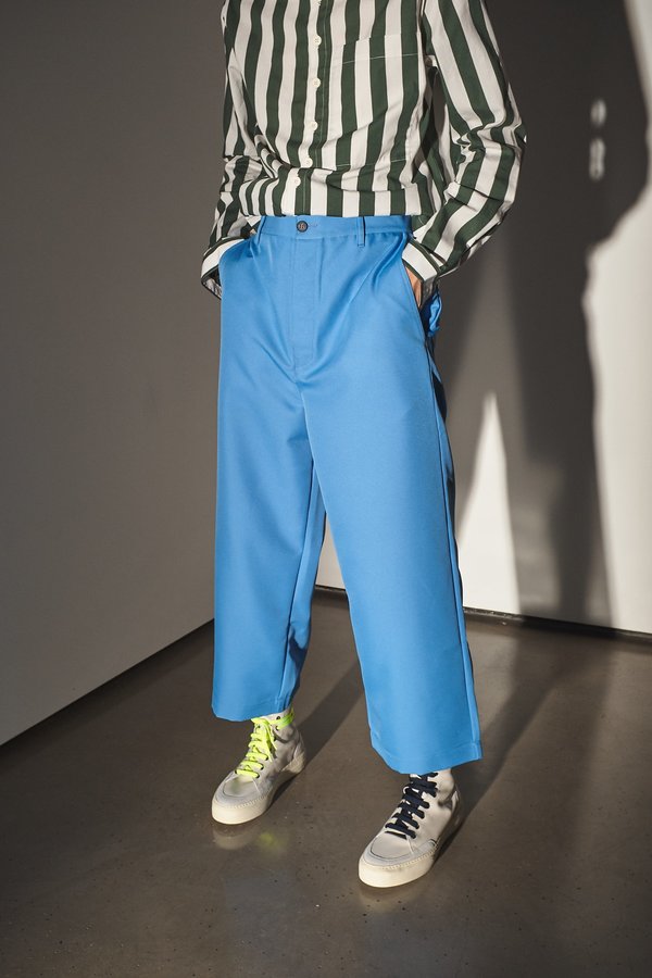 Sunnei Cropped Wide Leg Trouser - Light Blue