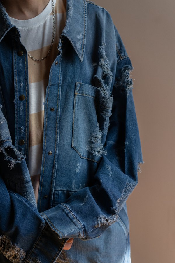 Denim Jacket Oversized Ripped Denim Shirt Faith Connexion