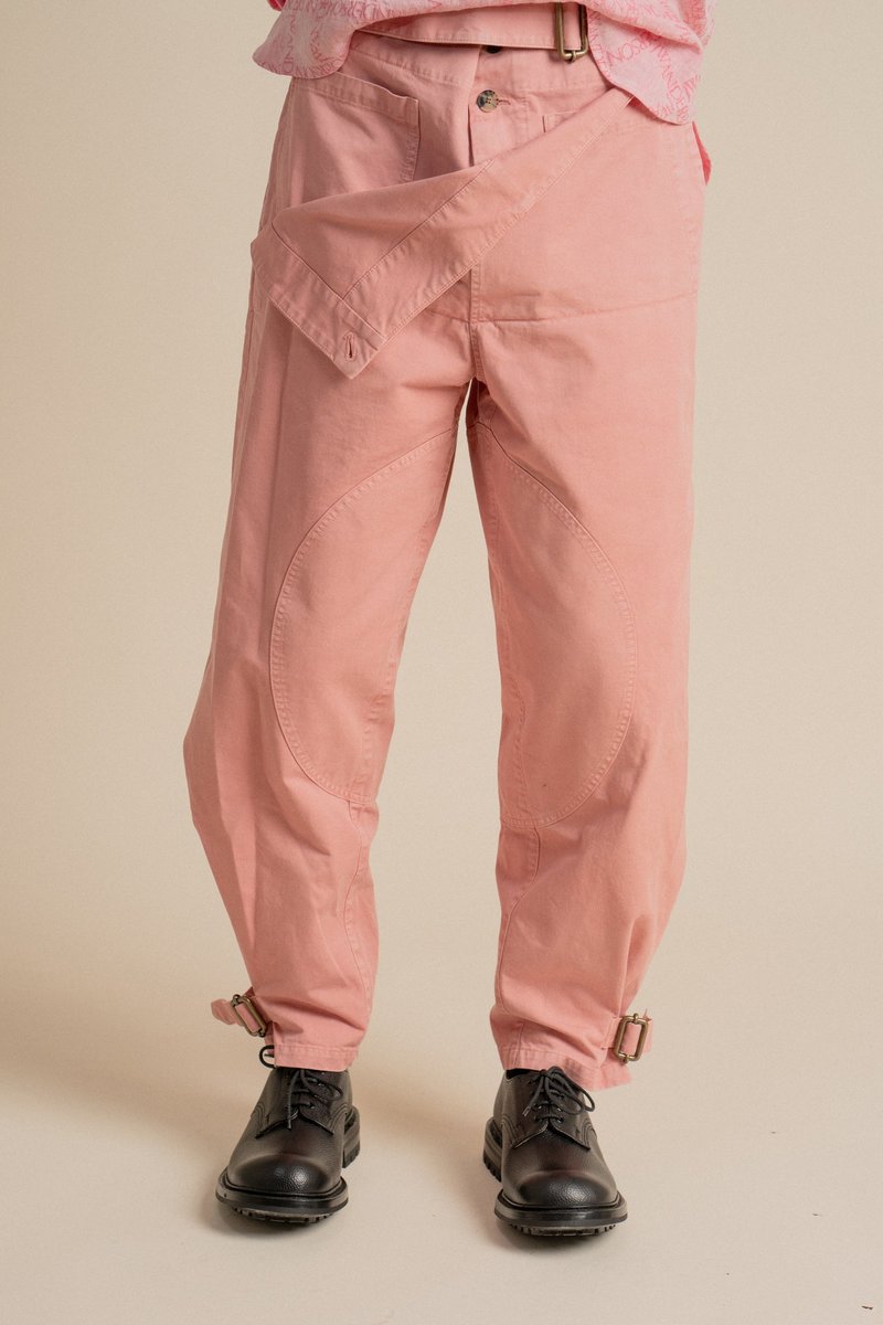JW ANDERSON Fold Front Cotton Army Trousers - Pink | Garmentory