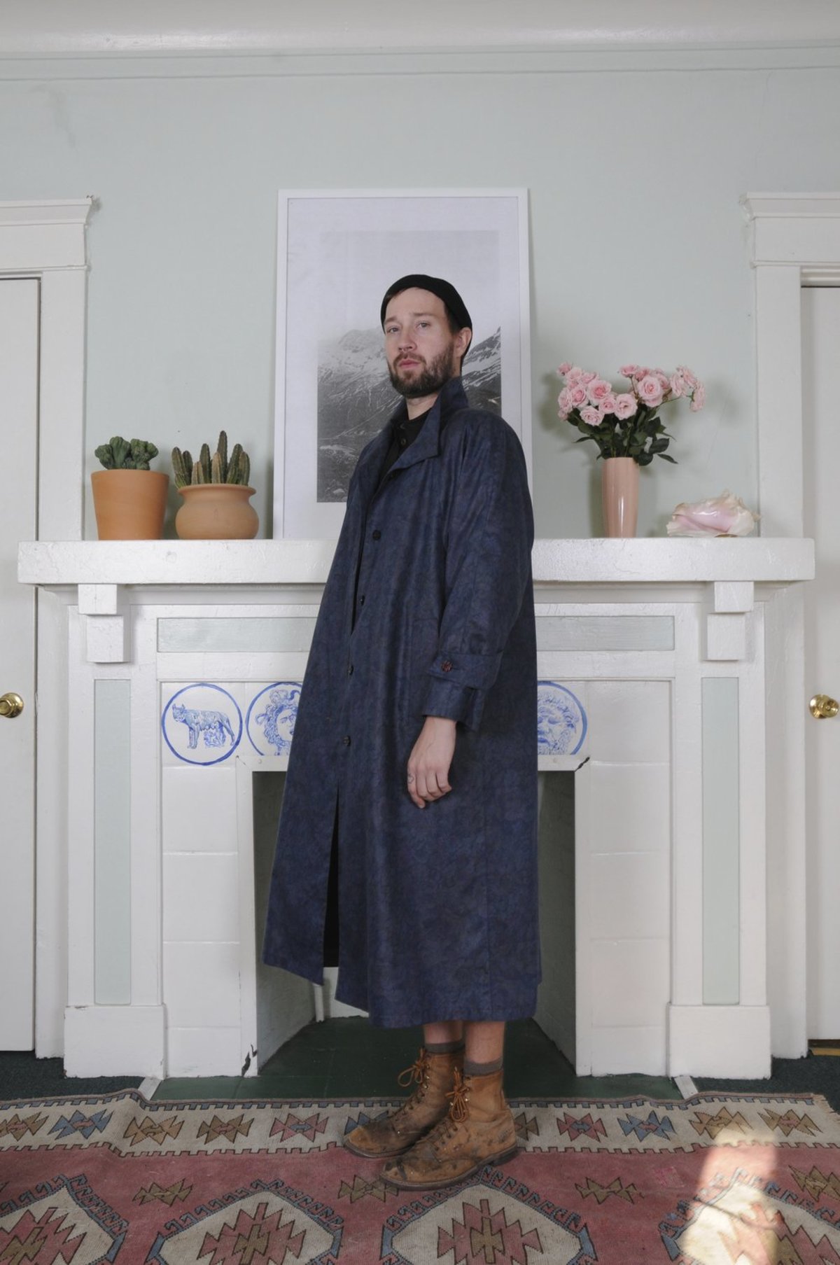 Weird Sisters Vintage London Fog Trench Coat - Navy Floral