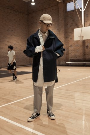 Camiel Fortgens Rubberized Football Mackintosh Coat - BLUE Camiel Fortgens Rubberized Football Mackintosh Coat - BLUE