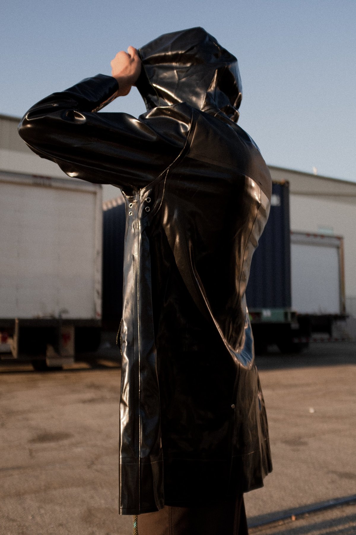 Marni Stutterheim Glossy Rubberized Raincoat - BLACK