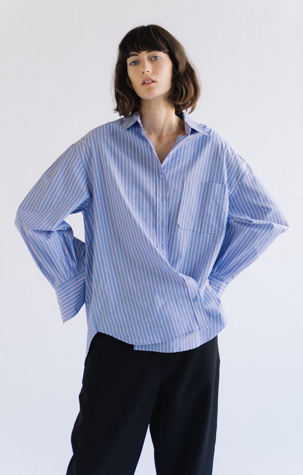 Mijeong Park Oversized Shirt - Blue Stripe Mijeong Park Oversized Shirt - Blue Stripe