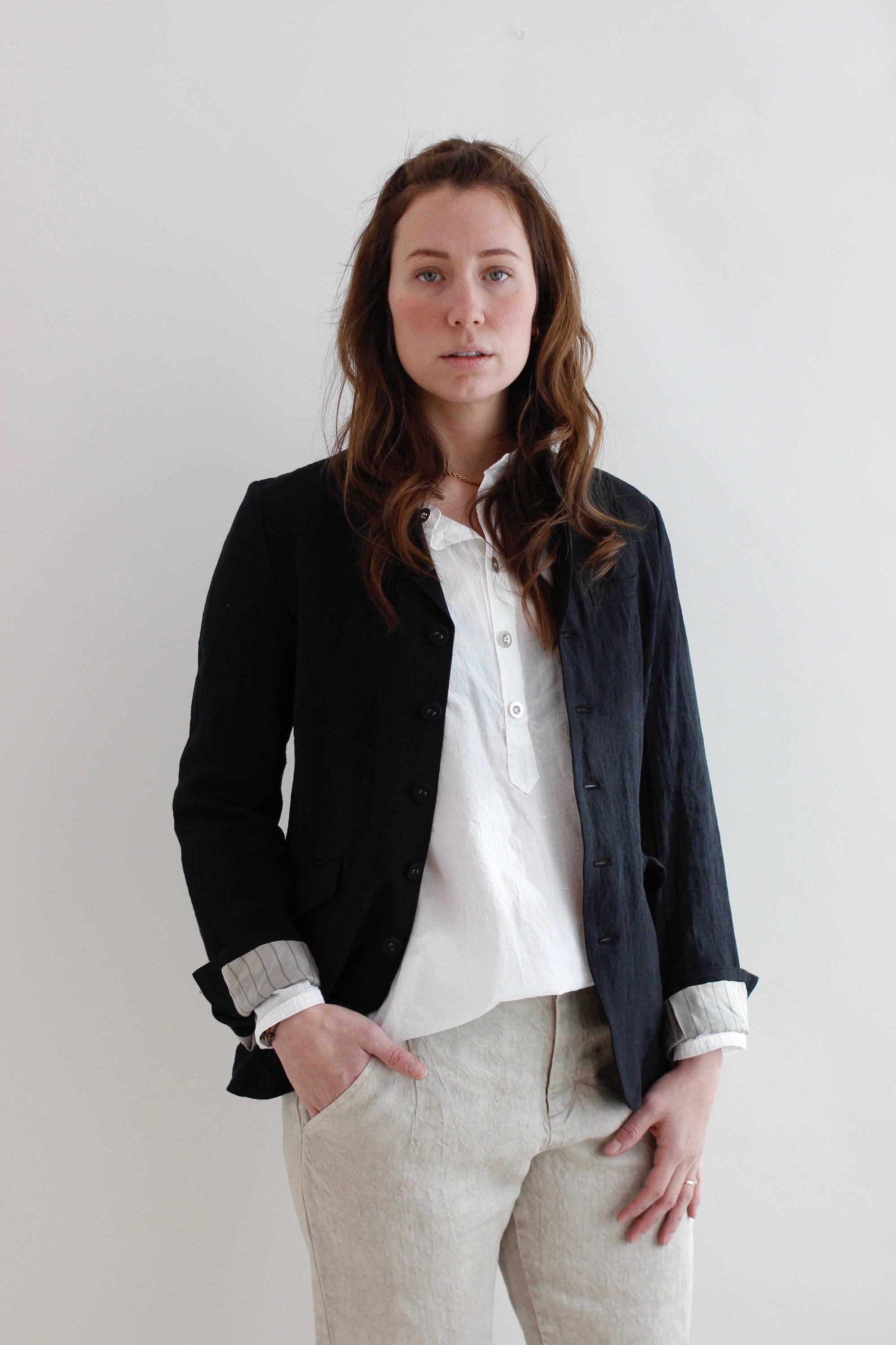 black linen jacket womens