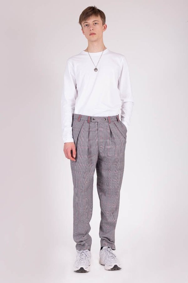 Four Horsemen Contrast Pant - Plaid/Red