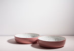 YYY 8" low bowl - dark peach/speckled white - Thumbnail 2