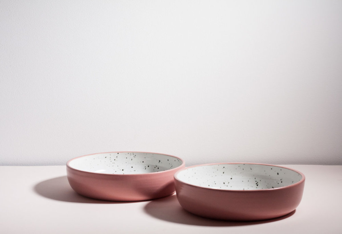 YYY 8" low bowl - dark peach/speckled white - Image 2 of 4