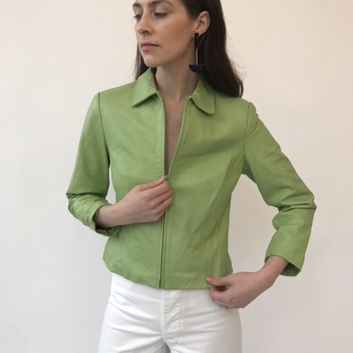 O*様 未着用　Pistachio green nappa leather ja Vintage pistachio leather jacket | Garmentory