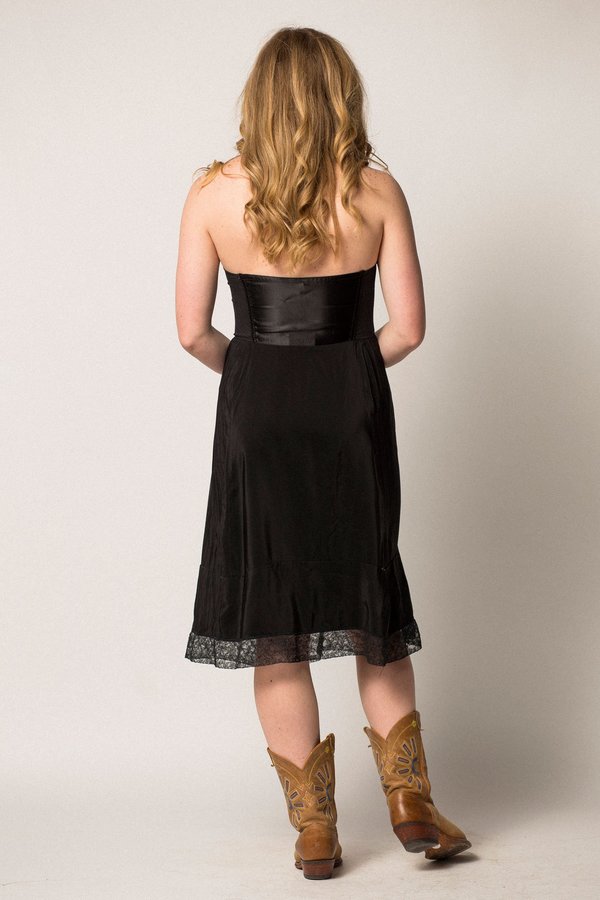 white christmas dresses Gasanova Black Silk Corset Maxi Dress