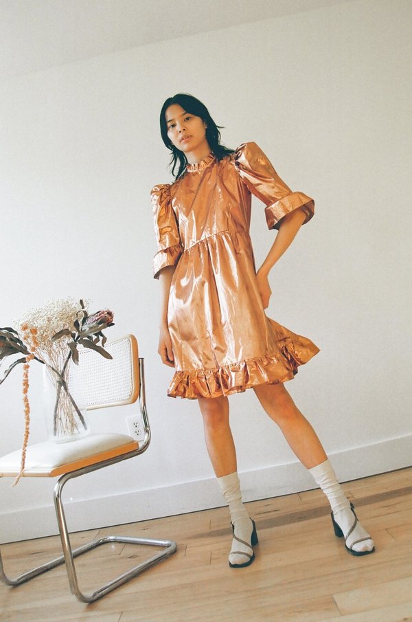 batsheva metallic dress Wendy Dress in Pink Holographic 0 / Purple
