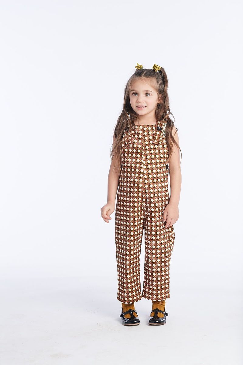 Kids Misha & Puff Lattice Canvas Overalls | Garmentory