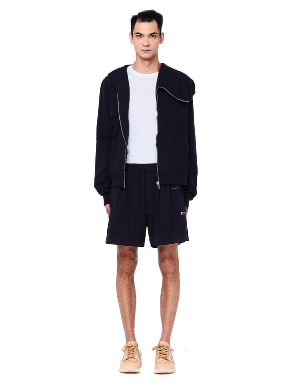 Rick Owens DRKSHDW Asymmetric Zip-Up Hoodie - Navy Blue | Garmentory