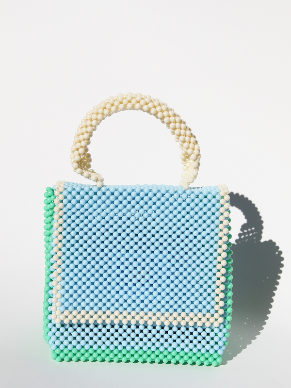 LISA FOLAWIYO Plain Top Handle Bag blue/white/green Garmentory