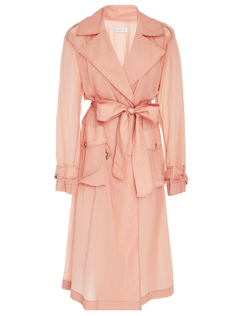 Rejina Pyo Addison Sheer Nylon Trench Peach Garmentory