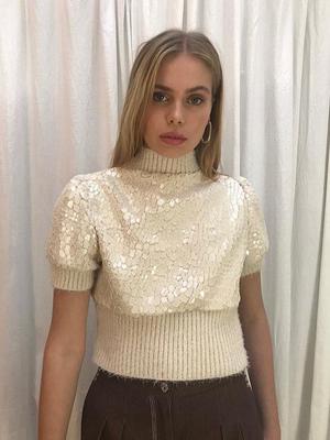 House of Sunny Micro Reptile Sweater - Almond Milk House of Sunny Micro Reptile Sweater - Almond Milk