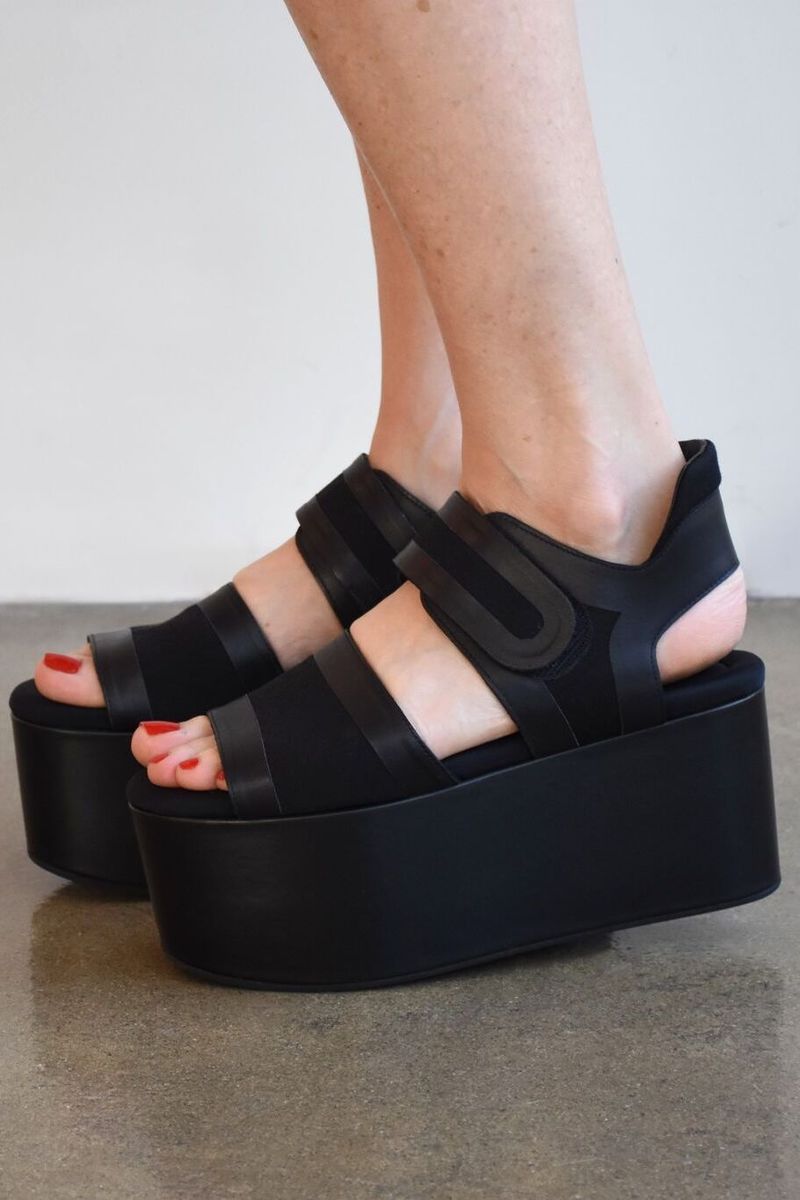 Marni Canvas Wedge Sandal - Black | Garmentory