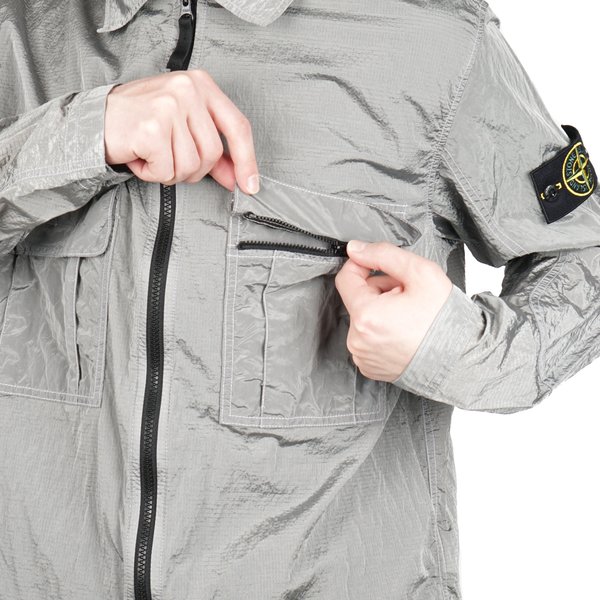 Stone Island NYLON METAL OVER SHIRT - PEARL GREY | Garmentory