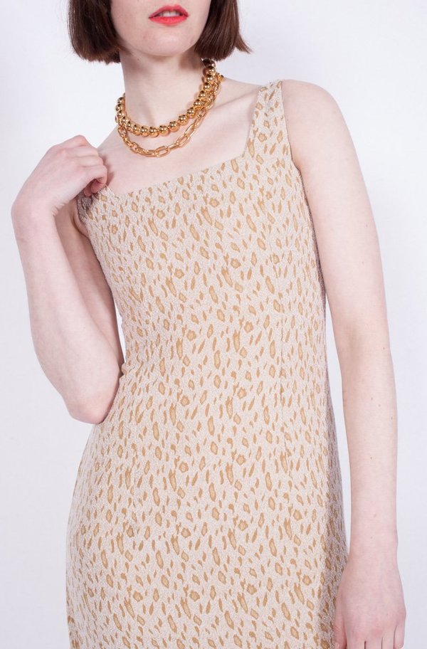 Yo Vintage! 90s Leopard Print Dress - Cream | Garmentory