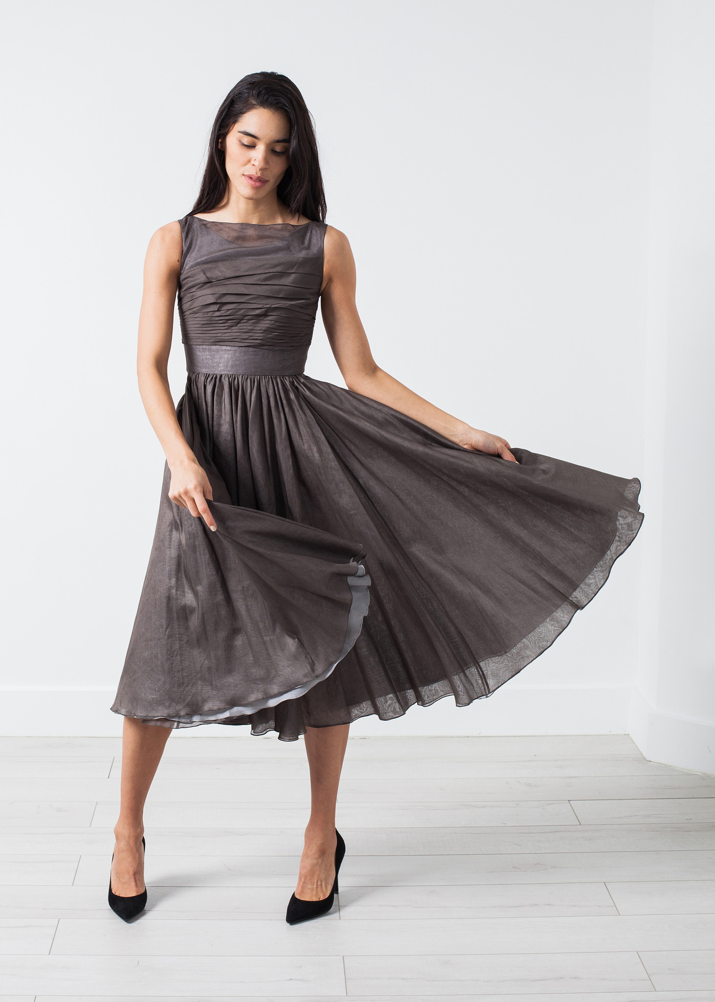 Amelia Toro Voile Dress in Gray Pearl Garmentory