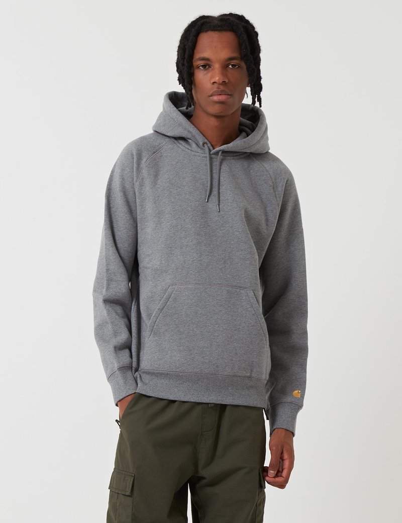 CARHARTT WIP Chase Hooded Sweatshirt Dark Grey Heather Garmentory