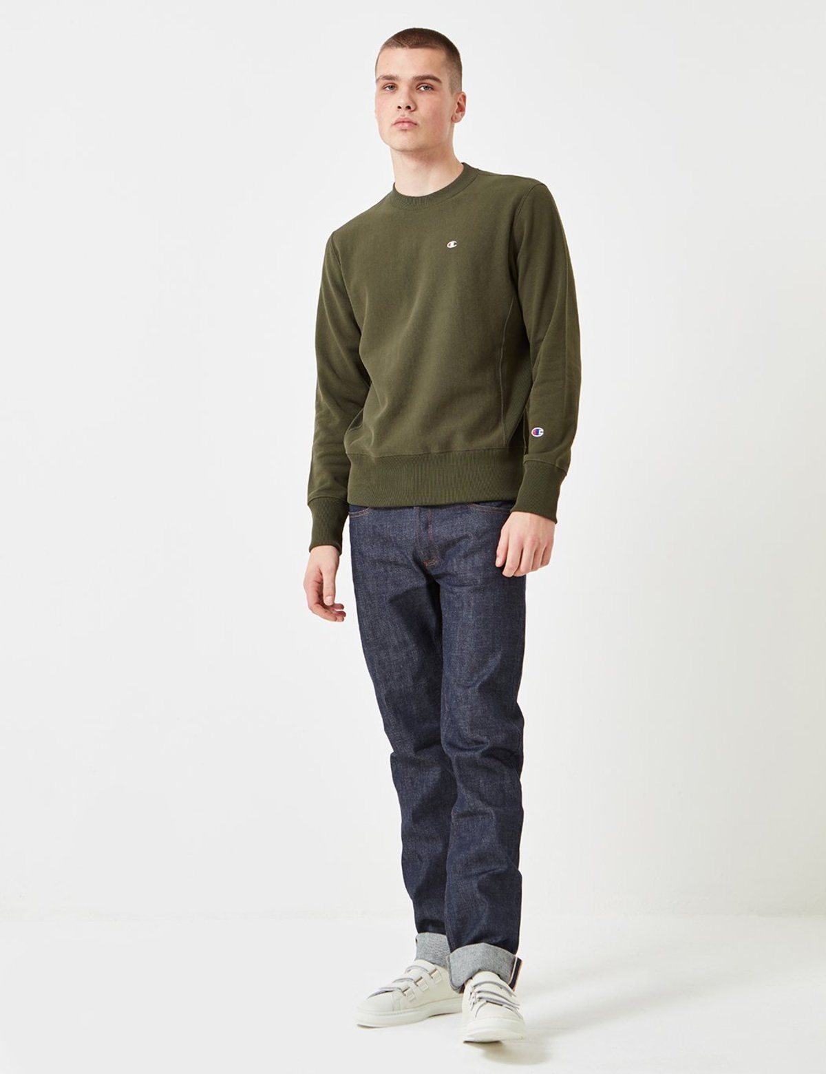 Olive Green Khaki Champion Crewneck Sweatshirt Champion Crewneck