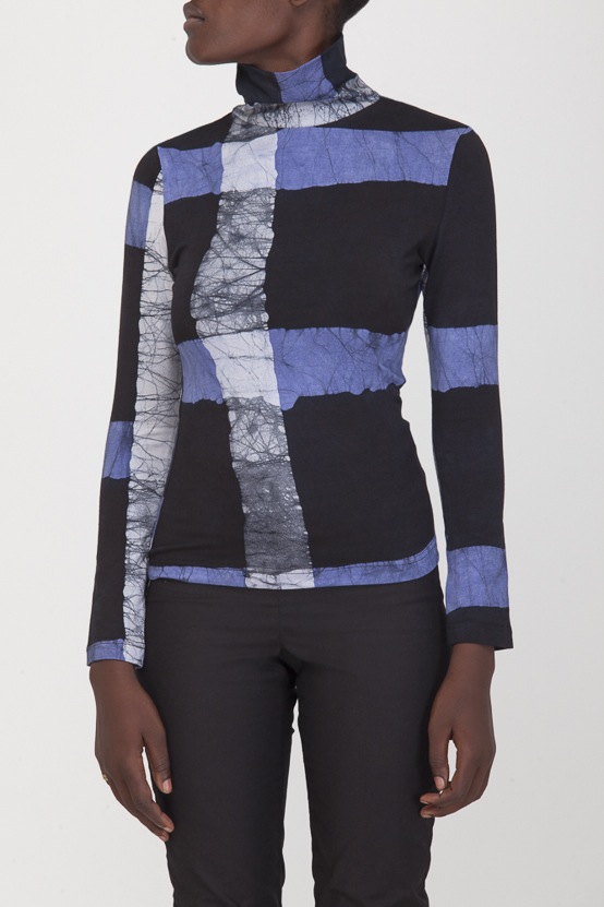 Kendo Knit Turtlekneck in Cobalt Grid Kendo Knit Turtlekneck in Cobalt Grid