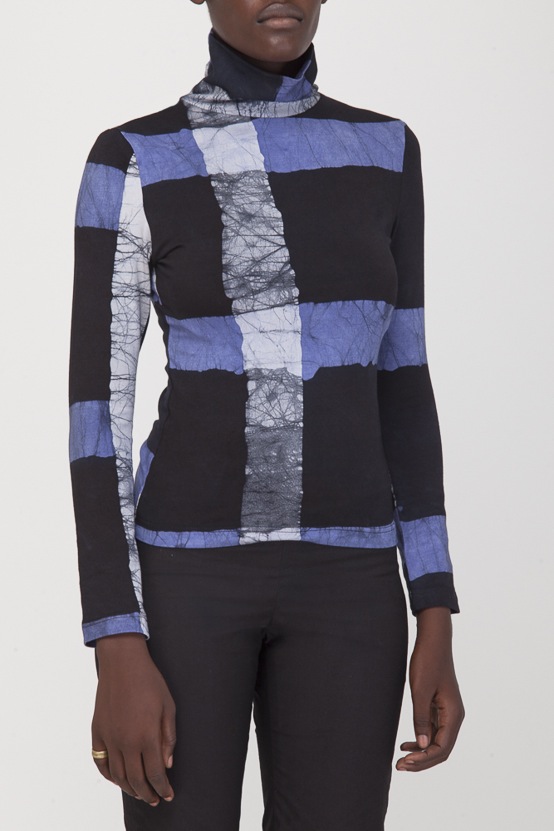 Kendo Knit Turtlekneck in Cobalt Grid Kendo Knit Turtlekneck in Cobalt Grid