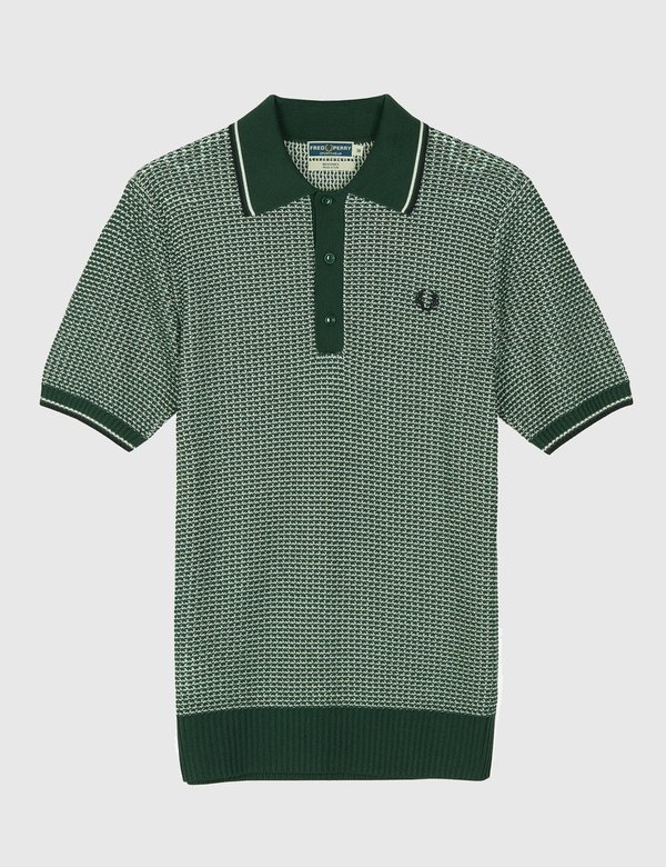 Fred Perry Texture Knit Shirt - Tartan Green | Garmentory