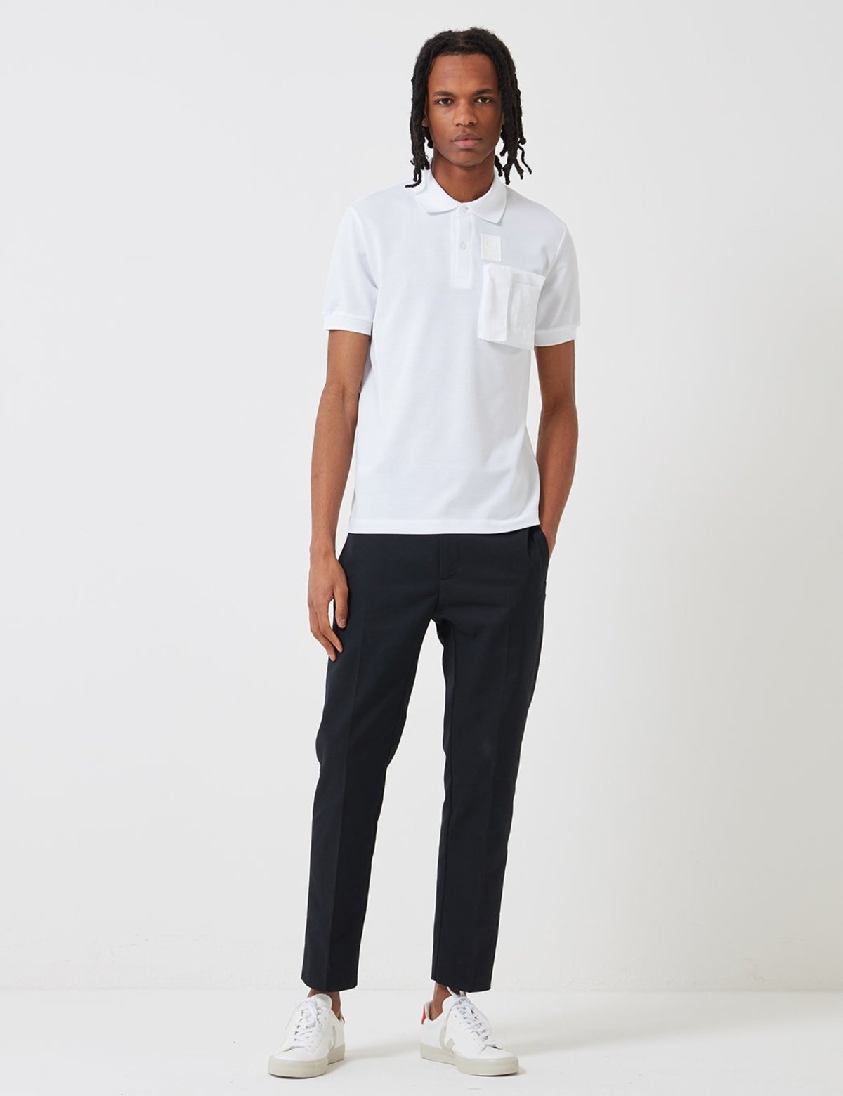 Fred Perry x Raf Simons Space Pocket Pique Shirt - White | Garmentory