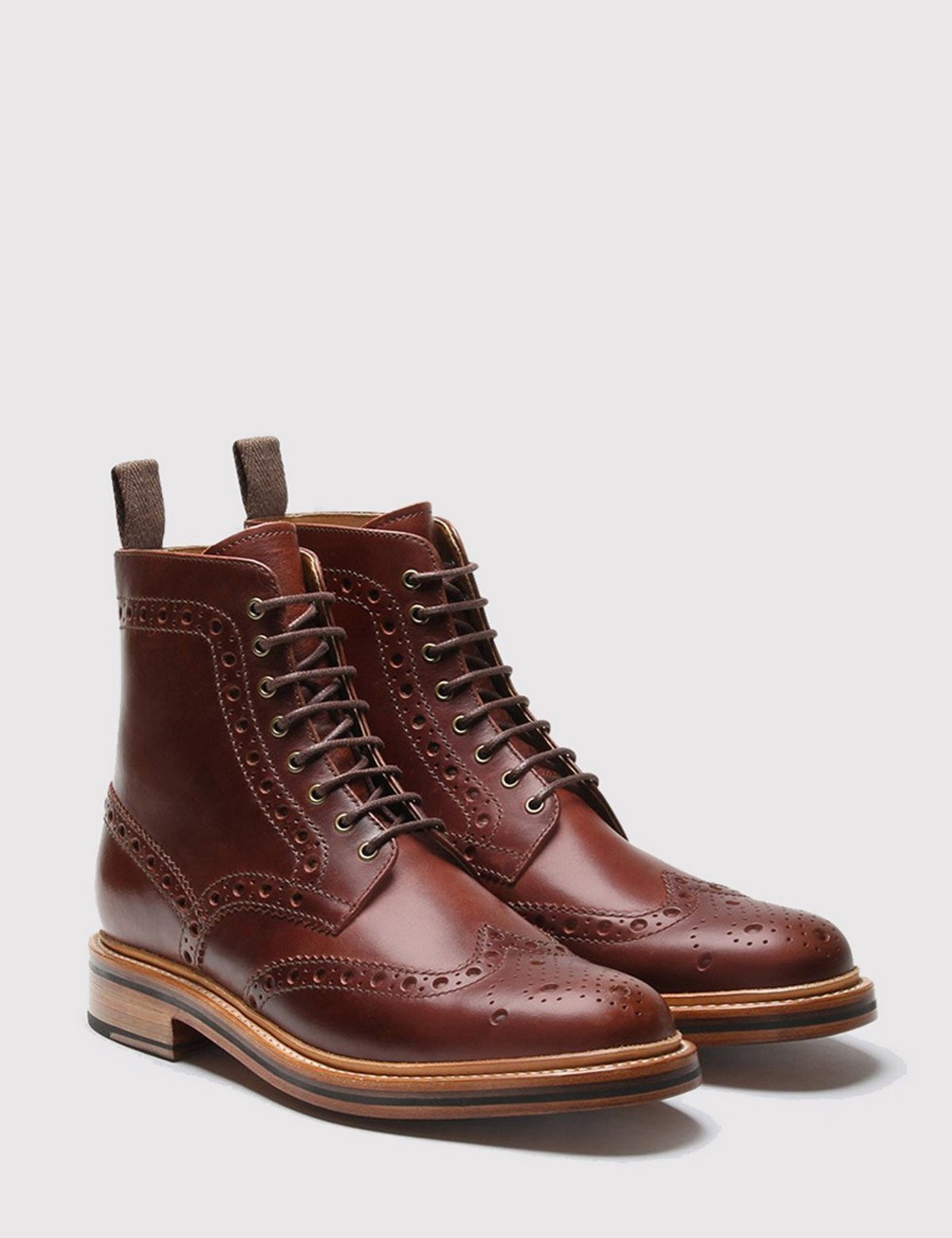 Grenson Fred Brogue Boot Chestnut Brown Garmentory