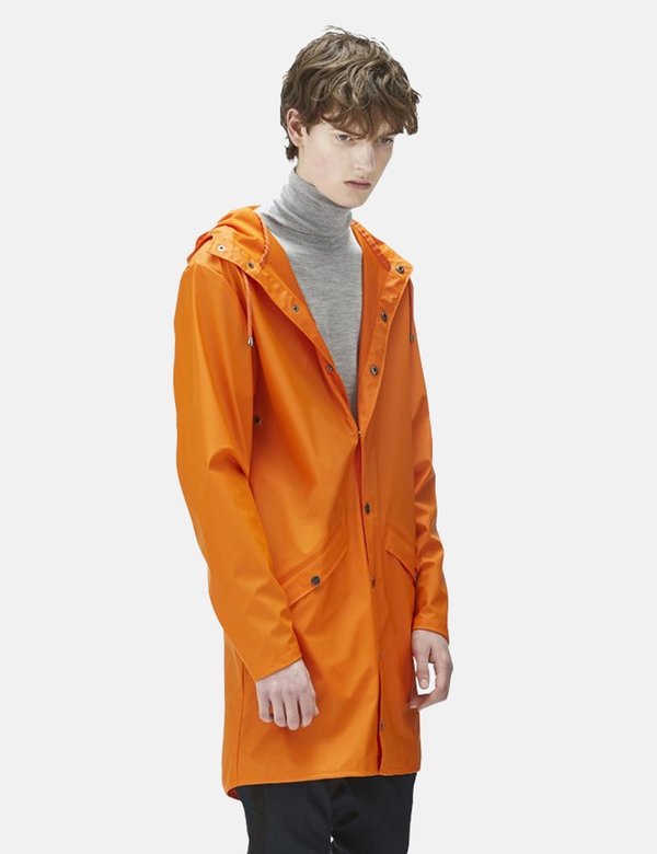 Rains Long Jacket - Fire Orange 