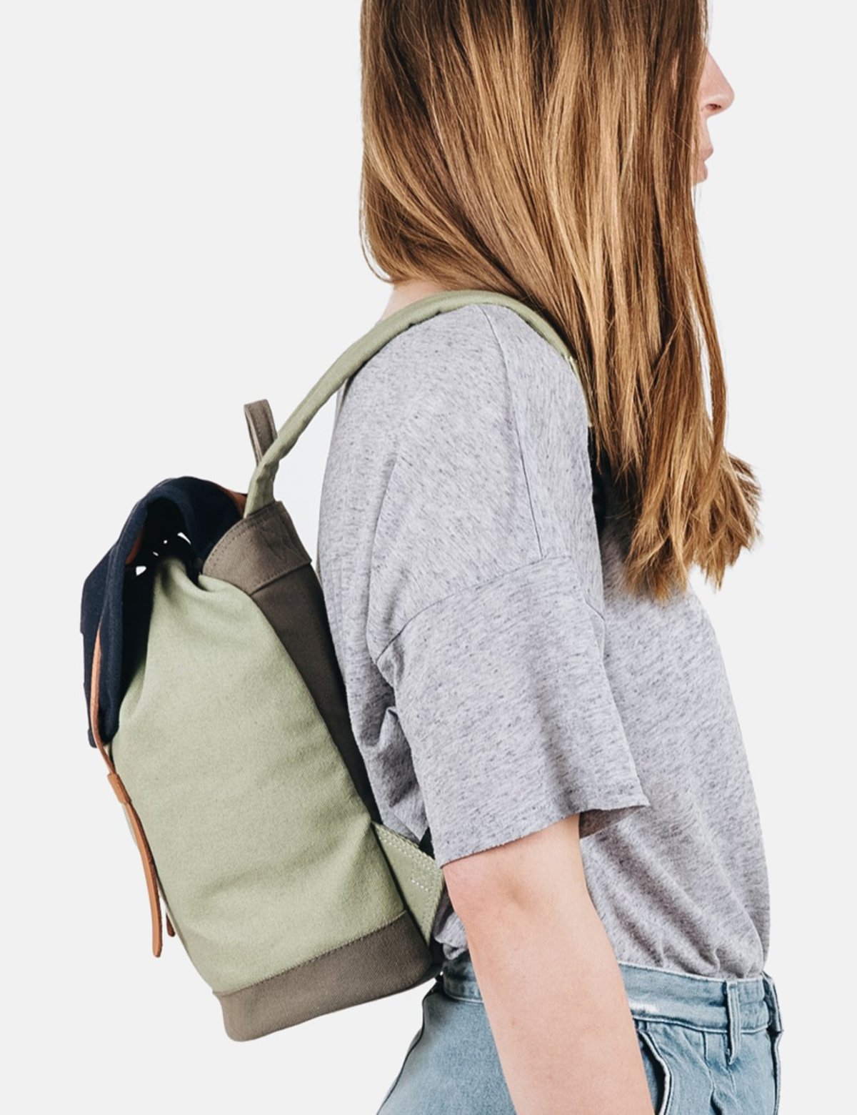 SANDQVIST MINI STIG BACKPACK MULTI SAGE/FOREST GREEN/GREY Sandqvist Stig Mini Backpack (Canvas) - Blue/Sage/Grey  main image 2