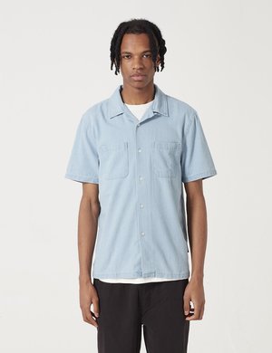 Stussy Open Collar Short Sleeve Shirt - Light Denim | Garmentory