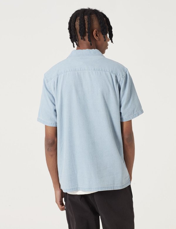 Stussy Open Collar Short Sleeve Shirt - Light Denim | Garmentory