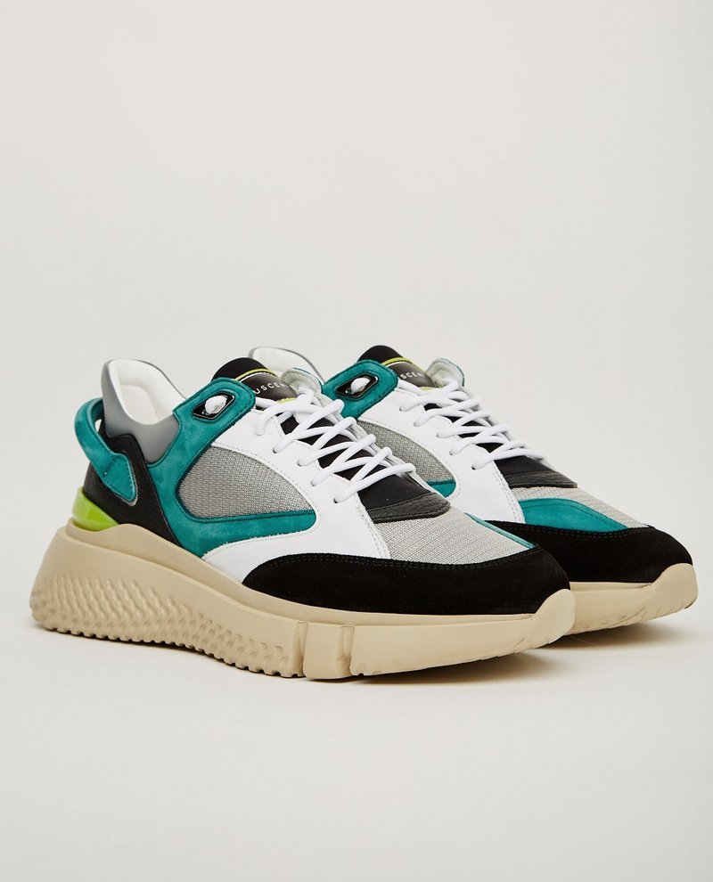 【BUSCEMI】Air Zone Lauru Vitello Green Row (Wht/Blk/Grn) Metro Fusion - Buscemi Air Jon Low Vitello Sneaker - Men's Shoes