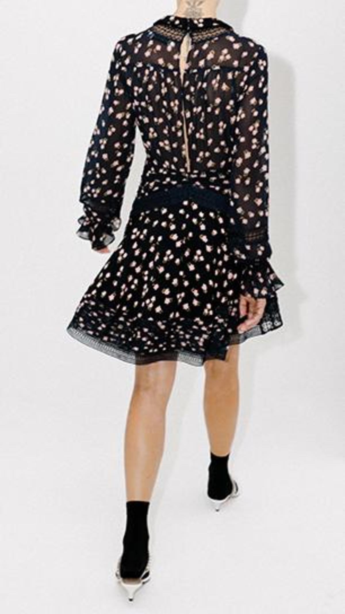 Self-Portrait Twist Front Ditsy Mini Dress Black Floral