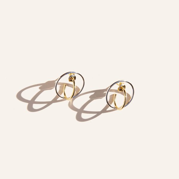 Charlotte Chesnais Saturn Small Earrings Silver/Gold on Garmentory